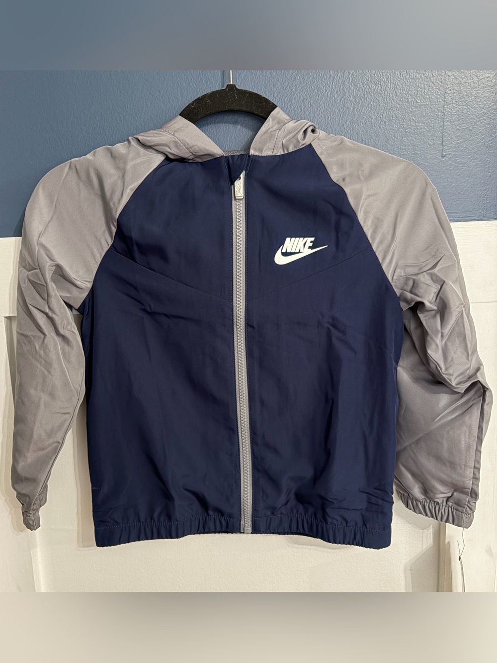 Nike Boys' Split Futura Raglan Windrunner Jacket Midnight Navy Size 7 NWT